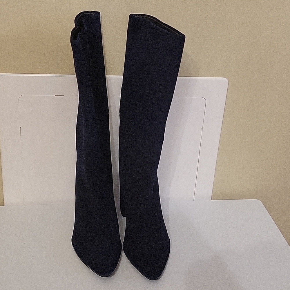 Stuart Weitzman Straighten Blue Suede Boots